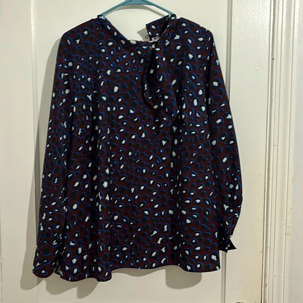 Eloquii Size 18 purple blue black and white cheetah print blouse